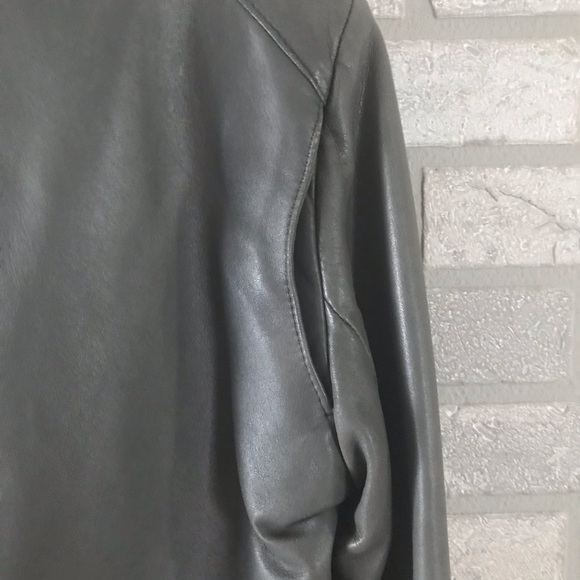 Pierre Cardin grey leather jacket womens M mens S - Picture 7 of 9